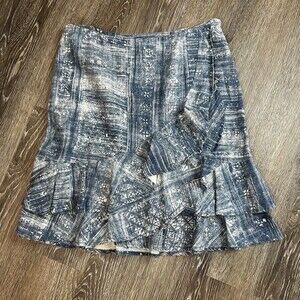 Lauren Ralph Lauren Vintage Linen Blend Faux Wrap Ruffle Hem Skirt Size 12 EUC